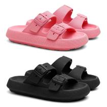 Kit 2 Chinelos Papete Nuvem Feminino Slide Tira Dupla Casual