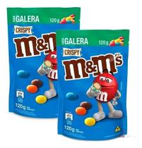 Kit 2 Chocolate Confeito M&Ms Pouch 120G Crispy Flocos de Arroz Crocante Mars MMs M&M's