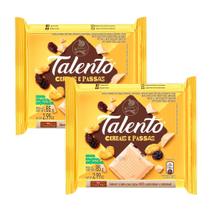 Kit 2 Chocolate Garoto Talento Branco com Cereais e Passas 85g