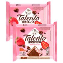 Kit 2 Chocolate Garoto Talento Recheado Morango 85g
