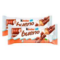 Kit 2 Chocolate Kinder Bueno Wafer com Recheio de Leite e Avelãs 43g com 2 Unidades de 21,5g Cada Kit 2 Chocolate Kinder Bueno Wafer com Recheio de Leite e Avelãs 43g com 2 Unidades de 21,5g Cada