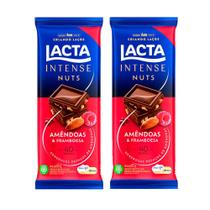 Kit 2 Chocolate Lacta Intense Nuts 40% Cacau Amêndoas e Framboesa 85g Kit 2 Chocolate Lacta Intense Nuts 40% Cacau Amêndoas e Framboesa 85g