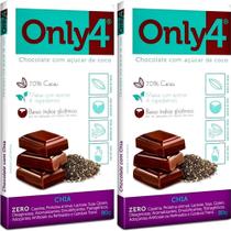Kit 2 Chocolate Only4 com Chia Tudo Zero Leite 80g - Vegano