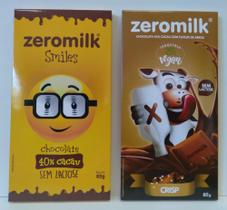 Kit 2 Chocolates 40% Sem Lactose c/Flocos de Arroz 80g - Zeromilk