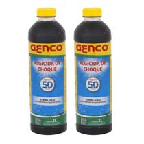 Kit 2 Choque Eliminador de Algas para Piscinas Algicida 1L Genco