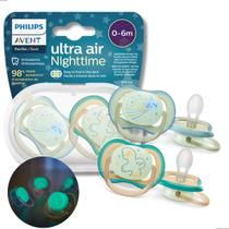 Kit 2 Chupeta 0 a 6m Philips Avent Ultra Air Brilha no Escuro Silicone