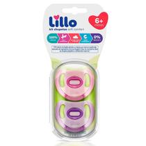 Kit 2 Chupeta Lillo 100% Silicone Soft Comfort Tamanho 2 6+ Meses Menina Rosa