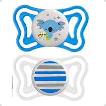 Kit 2 Chupetas Azul 6-16 meses Light Brilha no Escuro Chicco