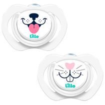 Kit 2 Chupetas Bebê Com Estojo Para Esterilização 0 a 6 Meses Silicone Livre BPA Branco Neutro Lillo