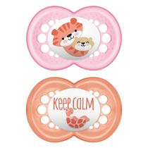 Kit 2 Chupetas Bico de Silicone Sayings 6m+ Rosa - MAM