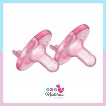 Kit 2 Chupetas Bicos Calmante Soothie Avent Rosa 3m+