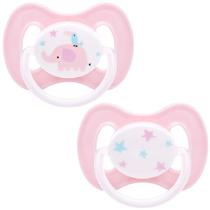 Kit 2 Chupetas Buba Comfort Tam 1 Noturna Elefante Rosa