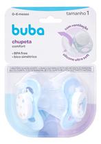 Kit 2 Chupetas Comfort qualidade segurança Buba Cor:Tamanho 1 Azul Elefante e Estrela
