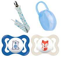 Kit 2 Chupetas Mam Supreme 0-6m c/ Prendedor Buba + Case