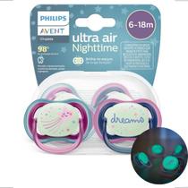 Kit 2 Chupetas Philips Avent Dupla Ultra Air Nighttime 618m