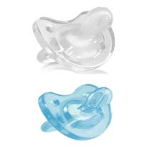 Kit 2 Chupetas Physio Soft 100% Silicone 16-36meses Azul/Transparente Chicco