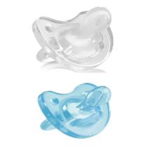 Kit 2 Chupetas Physio Soft 100% Silicone 6-16meses Azul/Transparente Chicco