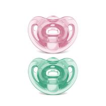 Kit 2 Chupetas Sensitive Soft 100% Silicone Rosa NUK Kit 2 Chupetas Sensitive Soft 100% Silicone Rosa NUK