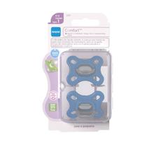 Kit 2 Chupetas Silicone MAM Comfort Para Recém Nascidos Azul
