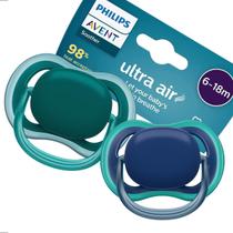 Kit 2 Chupetas Ultra Air Dupla Azul Verde 6 a 18m Avent Menino