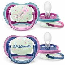 Kit 2 Chupetas Ultra Air Estrela e Dreams De 6-18 Meses Dupla Azul e Roxa Menina - Philips Avent