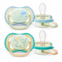 Kit 2 Chupetas Ultra Air Noturna De 6-18 Meses Dupla Verde Menino - Philips Avent