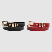 Kit 2 Cinto Feminino Fivela Dourada Com Passante Triplo Presente Elegante Kit 2 Cinto Feminino Fivela Dourada Com Passante Triplo Presente Elegante