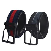 Kit 2 Cinto Masculino Elástico Dupla Face Fivela Removível Confortável 2 em 1 Versátil 44020K2