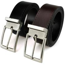Kit 2 Cintos Social Masculino material ecológico Dupla Face Preto e Marrom