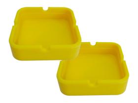 Kit 2 Cinzeiro de Silicone Quadrado Não Queima Não Quebra Resistente Em Borracha