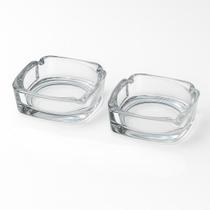 Kit 2 Cinzeiro de Vidro Clássico Quadrado 4 Apoios 8,5 cm