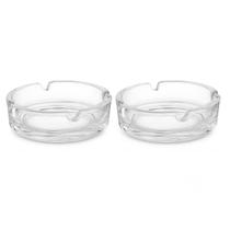 Kit 2 Cinzeiro De Vidro Clássico Redondo Com 4 Apoios 10 Cm