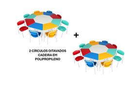 Kit 2 Círculos Oitavados Infantis c/ Cadeiras em Polipropileno