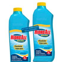 Kit 2 Clarificante Hidroall Hidrofloc Piscina Floculante e Auxiliar de Filtração Tripla Ação Limpeza Tratamento Kit 2 Clarificante Hidroall Hidrofloc Piscina Floculante e Auxiliar de Filtração Tripla Ação Limpeza Tratamento