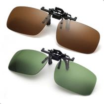 Kit 2 Clip On Polarizado Para Sobrepor Visão Noturna Proteção Reflexo Dirigir Pescar Esporte