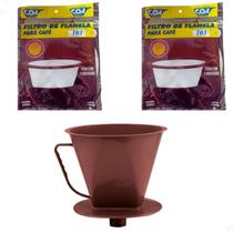 Kit 2 Coador Coa Fácil Flanela 103 E Porta Filtro Com Funil Kit 2 Coador Coa Fácil Flanela 103 E Porta Filtro Com Funil