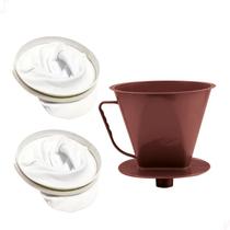 Kit 2 Coador De Café Filtro De Pano Sem Cabo 103 E Porta Filtro Com Funil 103