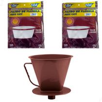 Kit 2 Coador Filtro Coa Fácil Flanela 103 E Porta Filtro Com Funil 103 Kit 2 Coador Filtro Coa Fácil Flanela 103 E Porta Filtro Com Funil 103