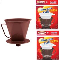 Kit 2 Coador Filtro Injetemp Sintético E Porta Filtro Com Funil Kit 2 Coador Filtro Injetemp Sintético E Porta Filtro Com Funil