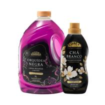 Kit 2 Coala Laundry Lava Roupas Líquido Orquídea Negra 3L , Amaciante Concentrado Chá Branco 1L. Limpeza e Perfume
