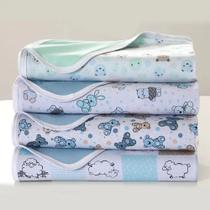 Kit 2 Coberta Manta Malha Duplo Azul 90X90Cm Kit 2 Coberta Manta Malha Duplo Azul 90X90Cm