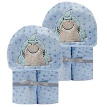 Kit 2 Cobertor Bordado De Microfibra Com Capuz 110 X 90 cm