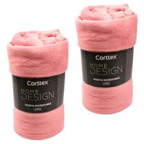 Kit 2 Cobertor Microfibra Casal King Manta Coberta Corttex Home Design Antialérgico Macio 2,20x2,40