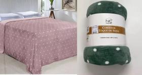 Kit 2 Cobertores Casal Toque de Seda Poa Microfibra Niazitex