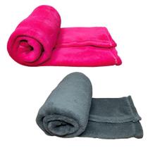 Kit 2 Cobertores Pet Cor Rosa E Cinza