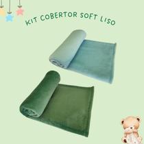 KIT 2 COBERTORES SOFT LISO MASCULINO AZUL BEBÊ E VERDE MUSGO Antialérgico, Toque de Seda KIT 2 COBERTORES SOFT LISO MASCULINO AZUL BEBÊ E VERDE MUSGO Antialérgico, Toque de Seda