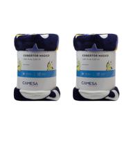 Kit 2 Cobertores Solteiro Mágico Brilha No Escuro 220X150 Kit 2 Cobertores Solteiro Mágico Brilha No Escuro 220X150