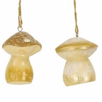 Kit 2 Cogumelo Em Resina Para Pendurar Enfeite Natalino 6Cm