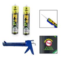 Kit 2 Cola Adesiva Selante PU40 Uso Geral Branco c/Aplicador Kit 2 Cola Adesiva Selante PU40 Uso Geral Branco c/Aplicador