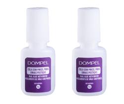 Kit 2 Cola Para Unhas Postiças Com Pincel 5g Profissional Salão de Beleza Dompel